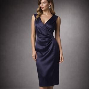 Jones Wear Dress Navy Evening Ruched 12 EUC